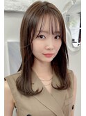 ★BERRYピンクブラウンフレアバングフェイスレイヤー美髪韓国風