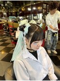 体育祭アレンジ ヘアセット ツイン