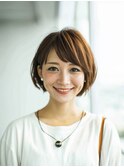 顔周りカット愛され20代30代40代耳掛け丸みショート