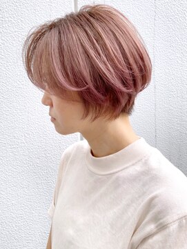 アイティー バイ アルバム 中野店(IT by ALBUM) ピンクショート_オリーブカラーハイライトカラー_ba307243