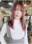 姫カットレイヤーカット×ピンクラベンダー【@sowi_abe】