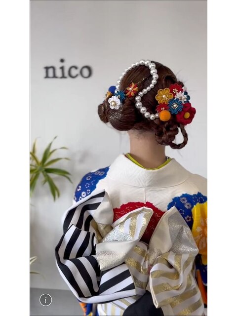 【富山市/nico】成人式ヘアアレンジ/ツイン／着付け