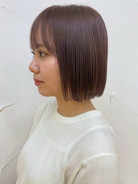 オッジ 西新店(Oggi) ミルクティーベージュ　艶感ボブ　ミニボブ　透明感カラー