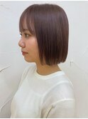 ミルクティーベージュ 艶感ボブ ミニボブ 透明感カラー