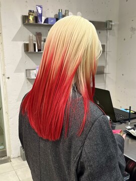 ダブ アオヤマ(DaB AOYAMA) 抜きっぱなしルーツカラーデザインカラー裾カラーブロンドヘア