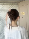 カチモリヘア 中間アップ 個性派ヘア ブライダル 参列ヘア