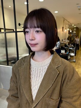 カグヤヒメ ドゥイ(kaguyahime doui) 顎下ワンカールボブとオリーブブラウンカラー京都河原町四条烏丸