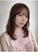 ラテグレージュ顔周りレイヤーボブ韓国巻き結べるレイヤー0610