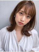 外ハネレイヤーミディアム大人かわいい美髪ネビージュオリージュ