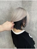 逆インナーカラー/ホワイトカラー/ハイトーンボブ