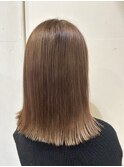 大人可愛いダブルカラー透明感毛先パーマ肩ライン外ハネ