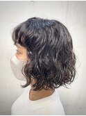 切りっぱなしボブパーマ