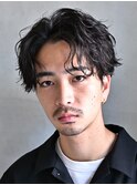 渋谷フェザーパーマメンズカットニュアンスパーマセンターパート