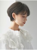 切りっぱなしショート・ボブ/絶壁解消/前髪なし/40代/30代/丸顔
