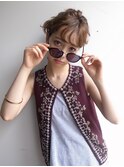 【people】外国人風ショートバング×お団子