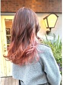 ピンクのバレイヤージュヘアカラー!!