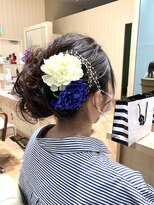 カシータ ヘア リゾート イオンモール熱田店(Casita hair resort)&nbsp;ヘアセット×前撮り×おくれ毛×パープル×花飾り×似合わせ