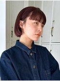 ブリーチなしチェリーブラウンカシスレッドミニボブフルバング