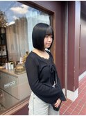 切りっぱなしボブ0910暗めカラー