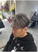 メンズ　ショート　ハイライト　メッシュキャップ　シルバー