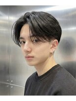 ノラキチジョウジ(NORA KICHIJOJI)&nbsp;黒髪ツーブロックセンターパートパーマ毛流れニュアンスパーマ