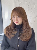 ブレンド 渋谷(BLend) ハイライトカラーくびれヘアアプリコットオレンジ
