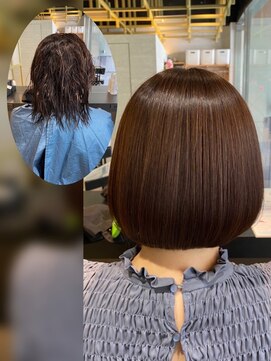 ダブルオーバイオーバーレイ 武蔵新城(w/o by Overlay) 自然に仕上がる縮毛矯正【施術例】〔武蔵新城〕〔縮毛矯正〕