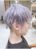 シルバーカラーマッシュウルフショート　ブリーチカラー