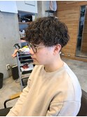 ツイスパセンターパートマッシュ波巻きダウンパーマメンズ目黒