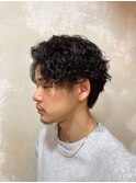 ツイストスパイラルパーマ×センターパート