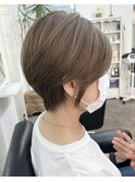 丸みショートボブ/ショートヘア/白髪ぼかし/ハイライト