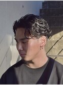 色気の黒髪ローフェードオールバックラルフパーマビジネス