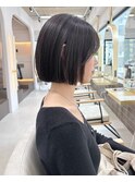前髪あり簡単スタイリング顎ライン韓国ボブヘア