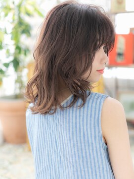 カバーヘア ブリス 上尾西口店(COVER HAIR bliss) ★くせ毛風外ハネゆるふわミディアムウルフカット20代30代★1!