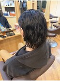 片耳掛け大人パーマ