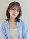 シースルーバング くびれヘア 韓国風 アッシュベージュ 髪質改善