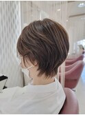 大人可愛い20代30代40代黒髪前下がりショートボブ丸みショート◎