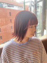 アロマ ヘアー ルーム 新宿店(AROMA hair room) インナーカラー×ピンク×レッド/切りっぱなしボブ