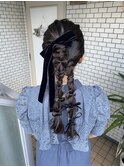 ツインポニー　編み下ろし　ツインアレンジ