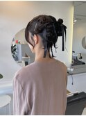 参列ヘア ボブタイトな三つ編みアレンジ