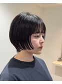 ハンサムショート前下がりボブ切りっぱなしボブニュアンスパーマ