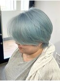 水色ブルーアッシュカラーブリーチダブルカラーペールカラー横浜