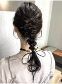 ヘアセット/ヘアアレンジ/編み下ろしアレンジ/参列ヘアセット
