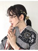 卒業式　成人式　振袖　袴　着付け　ヘアセット　金箔ヘア☆