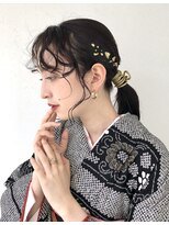 卒業式　成人式　振袖　袴　着付け　ヘアセット　金箔ヘア☆