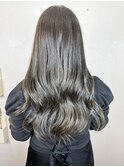 ハイライト/ブルー/グレージュ/暗い目カラー/アッシュカラー
