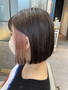 リノショアーズ ショウナン 辻堂店(RinoShores SHONAN) ボブヘア大人かわいいダブルカラーインナーカラーピンク