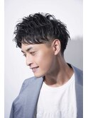 爽やかツイストスパイラルツーブロックメンズショート