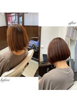 ムーブ(Moob)&nbsp;襟足すっきり"丸みボブ"× ピンクカラー【別府】