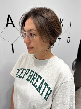 ハルキミナト ジャパン ヨコハマ(HARUKI MINATO japan YOKOHAMA) 大人ショート/白髪ぼかしハイライト/30代40代50代